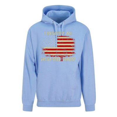 I Identify As Non Bidenary Anti Biden American Us Flag Unisex Surf Hoodie