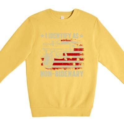 I Identify As Non Bidenary Anti Biden American Flag Premium Crewneck Sweatshirt