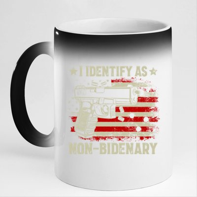 I Identify As Non Bidenary Anti Biden American Flag 11oz Black Color Changing Mug