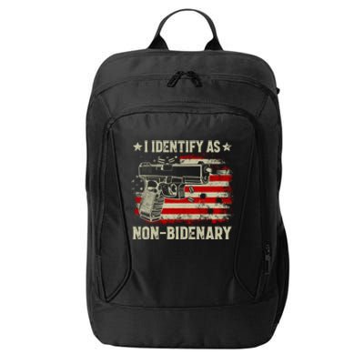 I Identify As Non Bidenary Anti Biden American Flag City Backpack