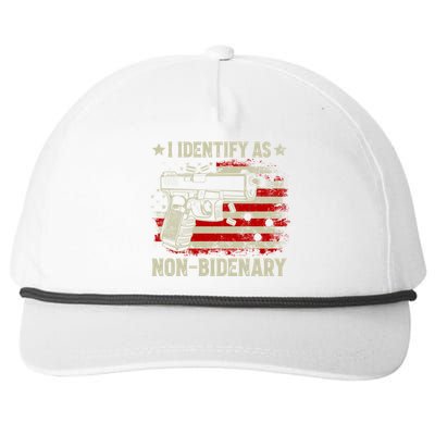 I Identify As Non Bidenary Anti Biden American Flag Snapback Five-Panel Rope Hat