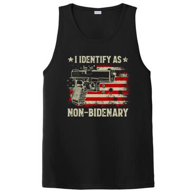 I Identify As Non Bidenary Anti Biden American Flag PosiCharge Competitor Tank