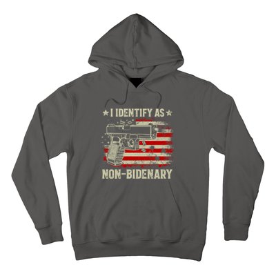 I Identify As Non Bidenary Anti Biden American Flag Hoodie