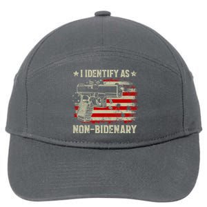 I Identify As Non Bidenary Anti Biden American Flag 7-Panel Snapback Hat