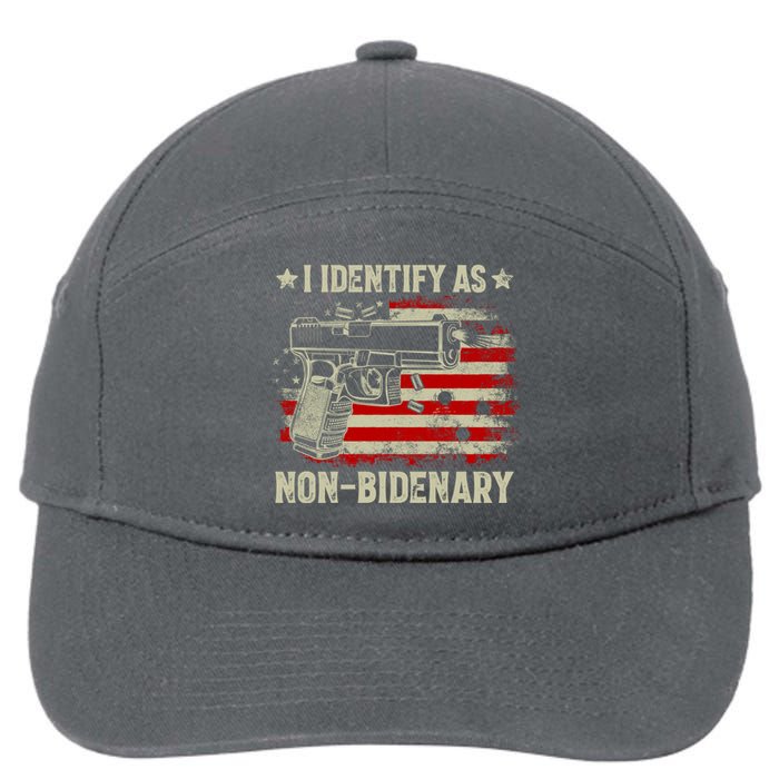 I Identify As Non Bidenary Anti Biden American Flag 7-Panel Snapback Hat