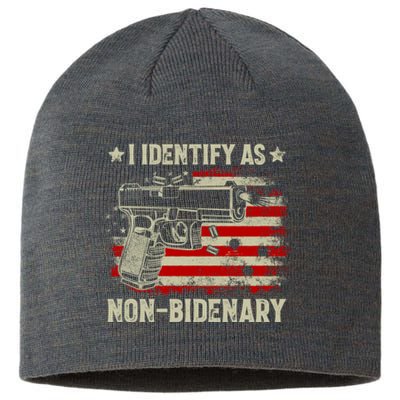 I Identify As Non Bidenary Anti Biden American Flag Sustainable Beanie