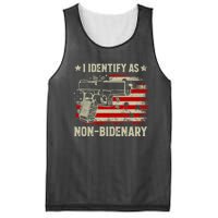 I Identify As Non Bidenary Anti Biden American Flag Mesh Reversible Basketball Jersey Tank