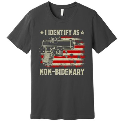 I Identify As Non Bidenary Anti Biden American Flag Premium T-Shirt