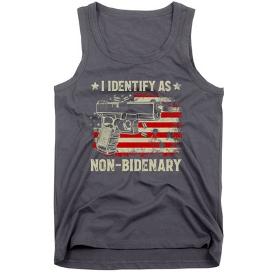 I Identify As Non Bidenary Anti Biden American Flag Tank Top