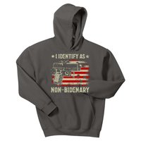 I Identify As Non Bidenary Anti Biden American Flag Kids Hoodie