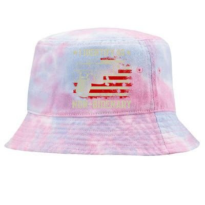 I Identify As Non Bidenary Anti Biden American Flag Tie-Dyed Bucket Hat