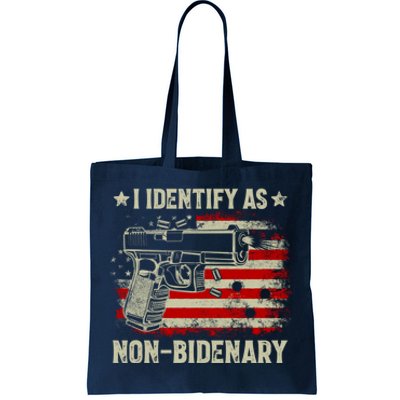 I Identify As Non Bidenary Anti Biden American Flag Tote Bag