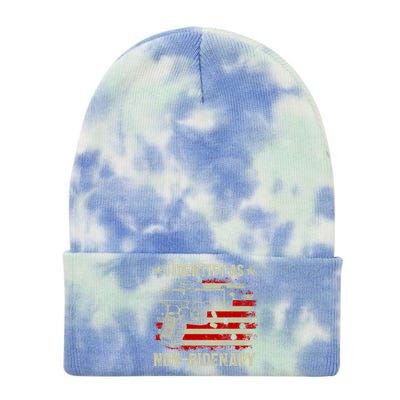 I Identify As Non Bidenary Anti Biden American Flag Tie Dye 12in Knit Beanie