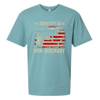 I Identify As Non Bidenary Anti Biden American Flag Sueded Cloud Jersey T-Shirt