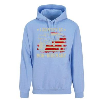 I Identify As Non Bidenary Anti Biden American Flag Unisex Surf Hoodie