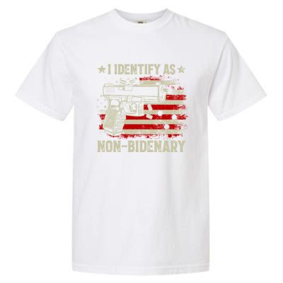 I Identify As Non Bidenary Anti Biden American Flag Garment-Dyed Heavyweight T-Shirt