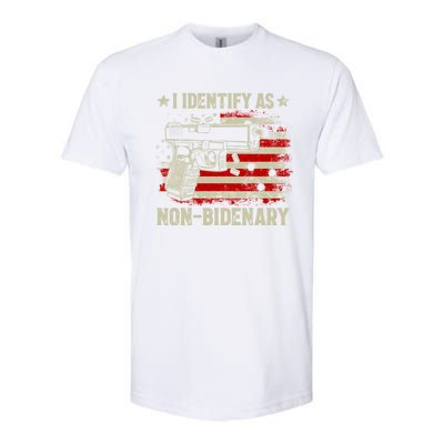 I Identify As Non Bidenary Anti Biden American Flag Softstyle CVC T-Shirt