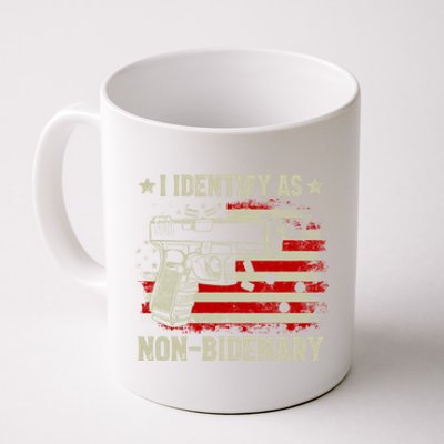 I Identify As Non Bidenary Anti Biden American Flag Coffee Mug