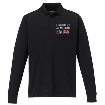 I Identify As An American Patriot Veterans & Patriotism Performance Long Sleeve Polo