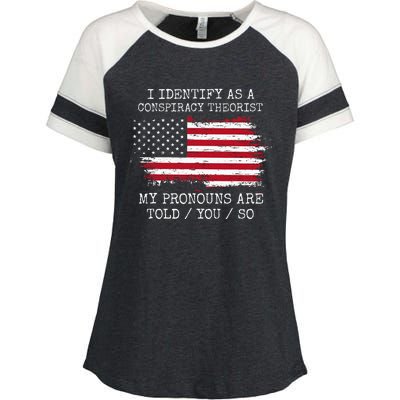 I Identify As A Conspiracy Theorist Pronouns Are Told You So Enza Ladies Jersey Colorblock Tee