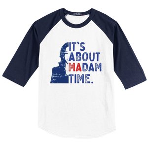 ItS Is About Madam Time Election 2024 Harris Funny Baseball Sleeve Shirt