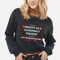 I Identify As A Conspiracy Theorist My Pronouns Are Told You So Cropped Pullover Crew