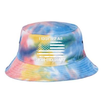 I Identify As Non Bidenary Anti Biden American Us Flag Tie Dye Newport Bucket Hat