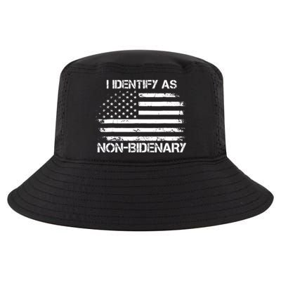 I Identify As Non Bidenary Anti Biden American Us Flag Cool Comfort Performance Bucket Hat