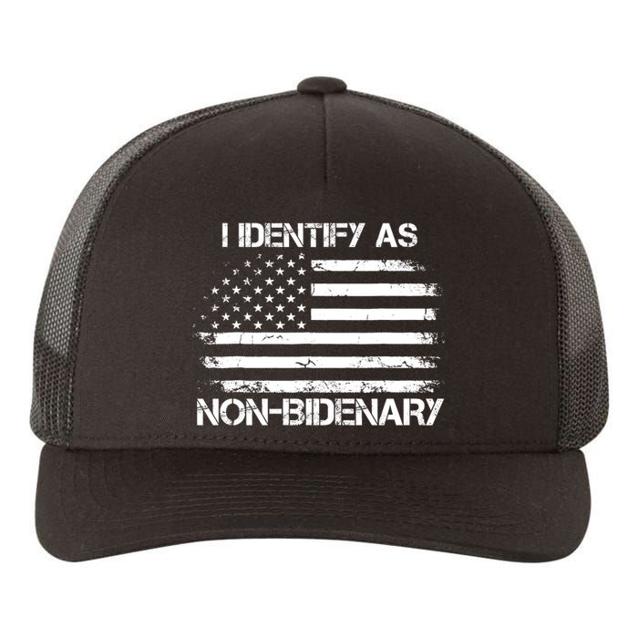 I Identify As Non Bidenary Anti Biden American Us Flag Yupoong Adult 5-Panel Trucker Hat