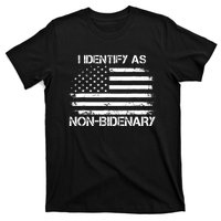 I Identify As Non Bidenary Anti Biden American Us Flag T-Shirt