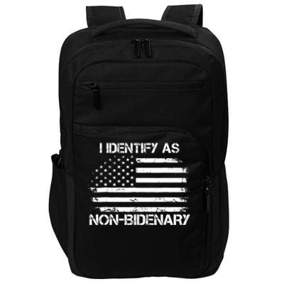 I Identify As Non Bidenary Anti Biden American Us Flag Impact Tech Backpack