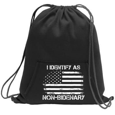 I Identify As Non Bidenary Anti Biden American Us Flag Sweatshirt Cinch Pack Bag