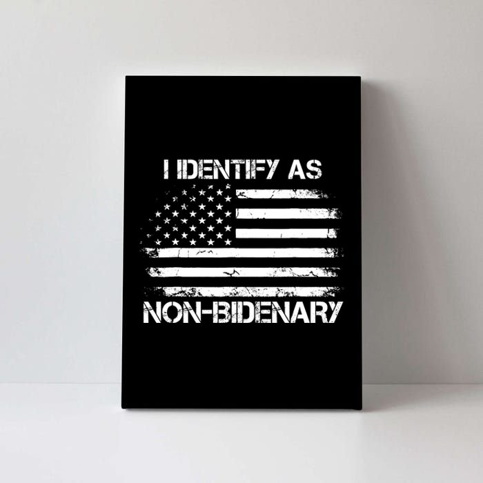 I Identify As Non Bidenary Anti Biden American Us Flag Canvas