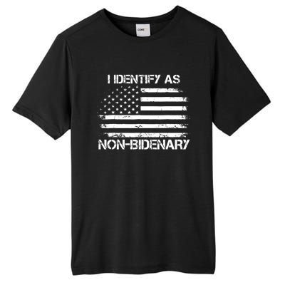 I Identify As Non Bidenary Anti Biden American Us Flag Tall Fusion ChromaSoft Performance T-Shirt