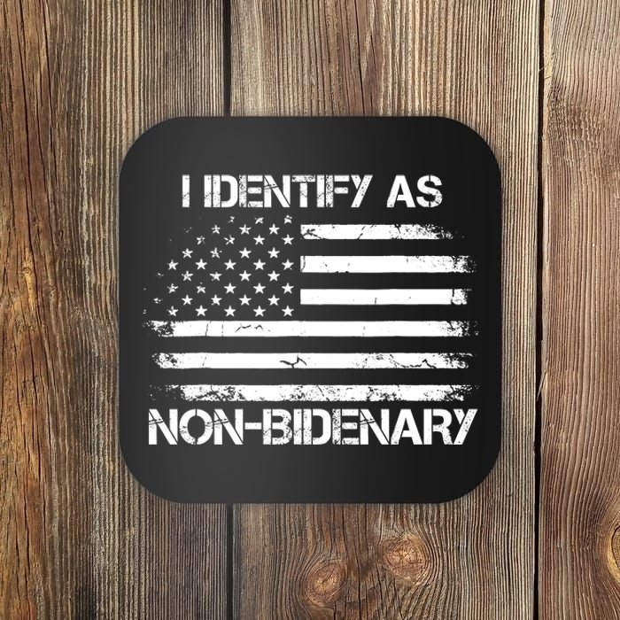 I Identify As Non Bidenary Anti Biden American Us Flag Coaster