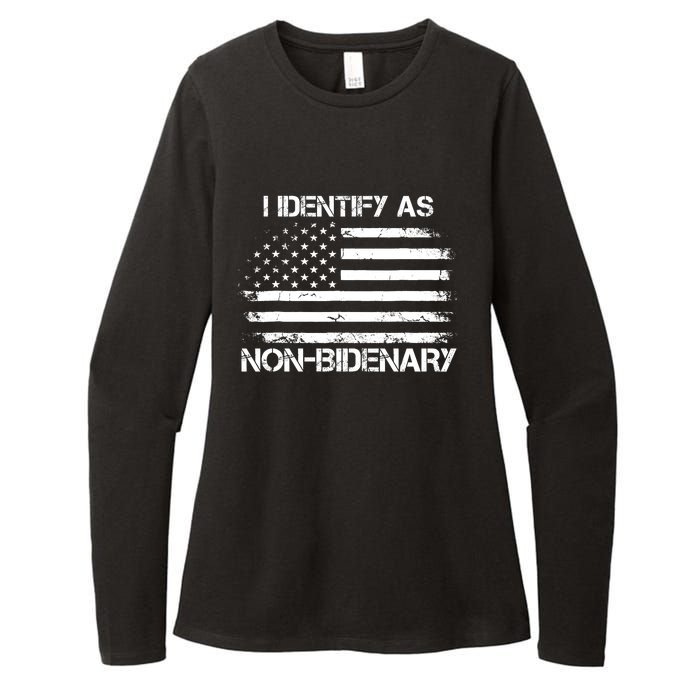 I Identify As Non Bidenary Anti Biden American Us Flag Womens CVC Long Sleeve Shirt