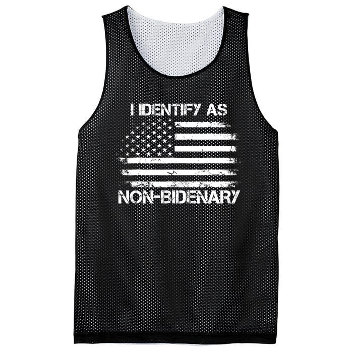 I Identify As Non Bidenary Anti Biden American Us Flag Mesh Reversible Basketball Jersey Tank