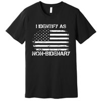 I Identify As Non Bidenary Anti Biden American Us Flag Premium T-Shirt