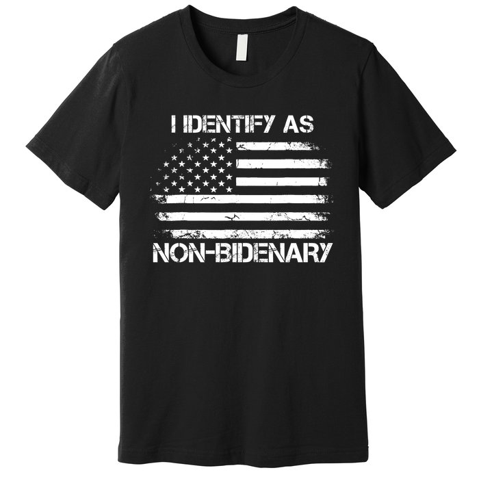 I Identify As Non Bidenary Anti Biden American Us Flag Premium T-Shirt