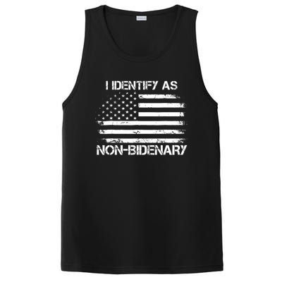 I Identify As Non Bidenary Anti Biden American Us Flag PosiCharge Competitor Tank