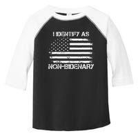 I Identify As Non Bidenary Anti Biden American Us Flag Toddler Fine Jersey T-Shirt