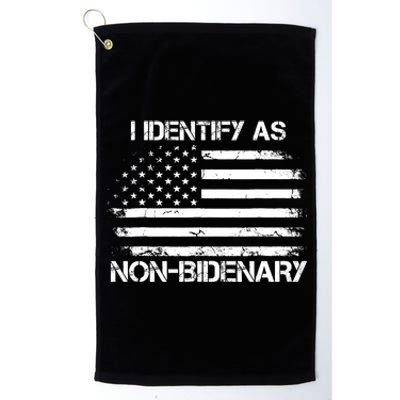 I Identify As Non Bidenary Anti Biden American Us Flag Platinum Collection Golf Towel