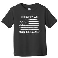 I Identify As Non Bidenary Anti Biden American Us Flag Toddler T-Shirt