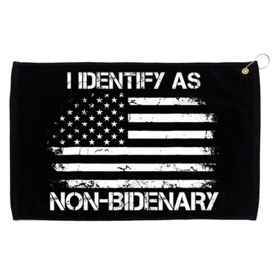 I Identify As Non Bidenary Anti Biden American Us Flag Grommeted Golf Towel