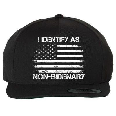 I Identify As Non Bidenary Anti Biden American Us Flag Wool Snapback Cap