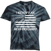 I Identify As Non Bidenary Anti Biden American Us Flag Kids Tie-Dye T-Shirt