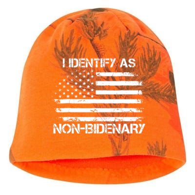 I Identify As Non Bidenary Anti Biden American Us Flag Kati - Camo Knit Beanie