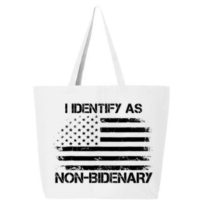 I Identify As Non Bidenary Anti Biden American Us Flag 25L Jumbo Tote