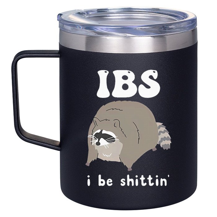 Ibs I Be Shittin Raccoon Funny 12oz Stainless Steel Coffee Mug