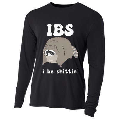 Ibs I Be Shittin Raccoon Funny Cooling Performance Long Sleeve Crew